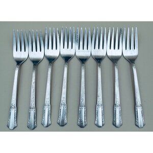 International Silver Rogers 1940 Treasure Silverplate Salad Forks Set Of 8 Vinta